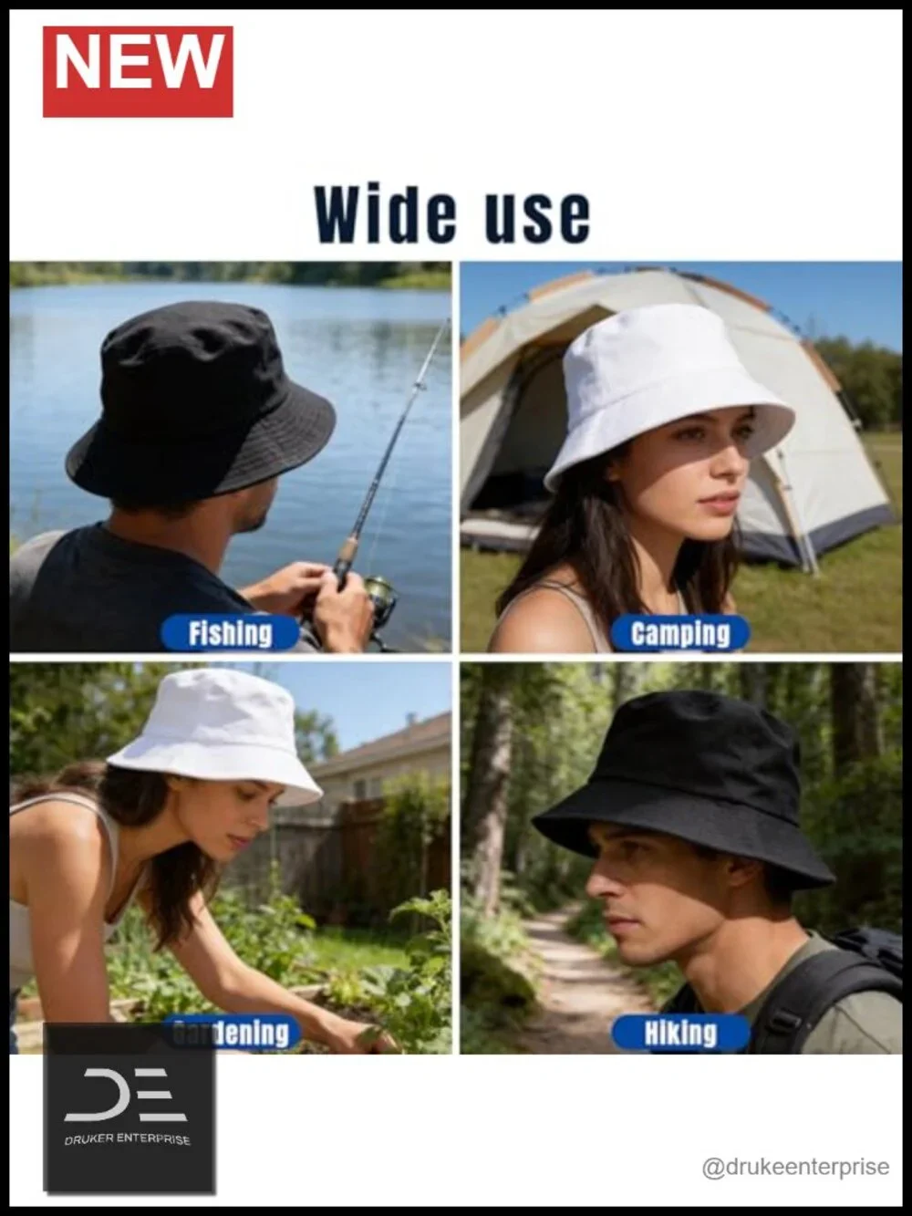 Cotton Bucket Hat UPF 50+ Sun Protection Packable Fishing Travel Cap